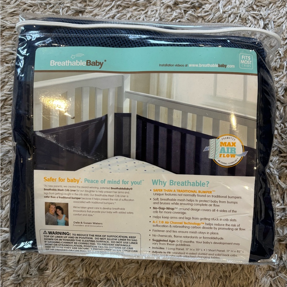 BreathableBaby Navy Mesh Crib Liner - Picture 2 of 2
